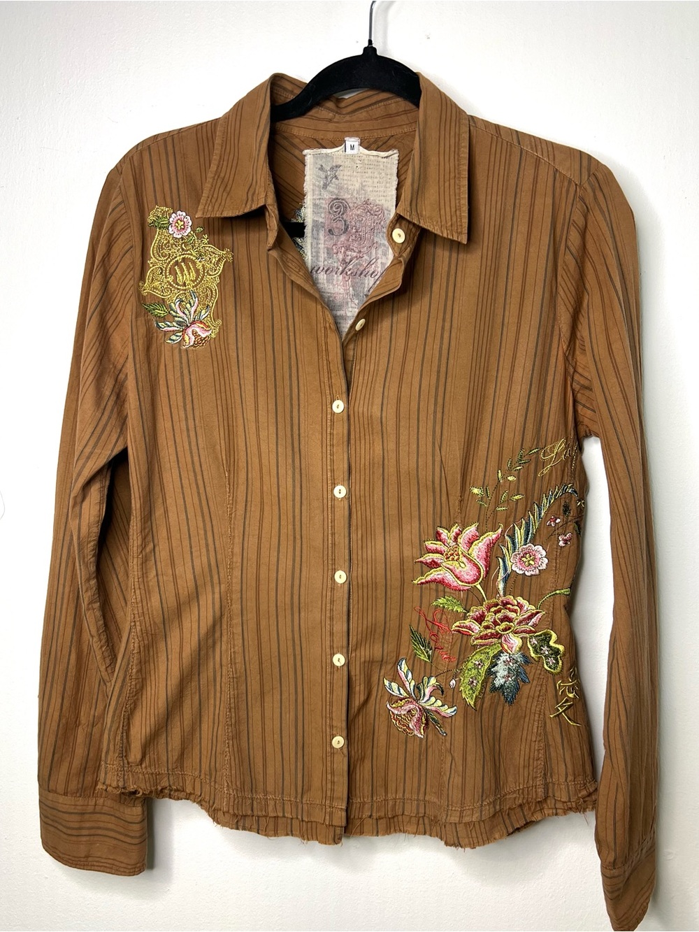 3 J Workshop Johnny Was Y2K Vintage Embroidered Button Down Top SZ M
